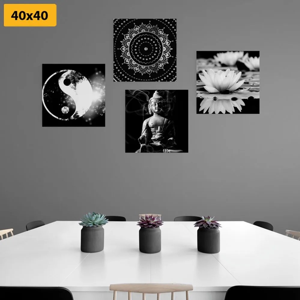 Set tablouri Feng Shui în design alb-negru