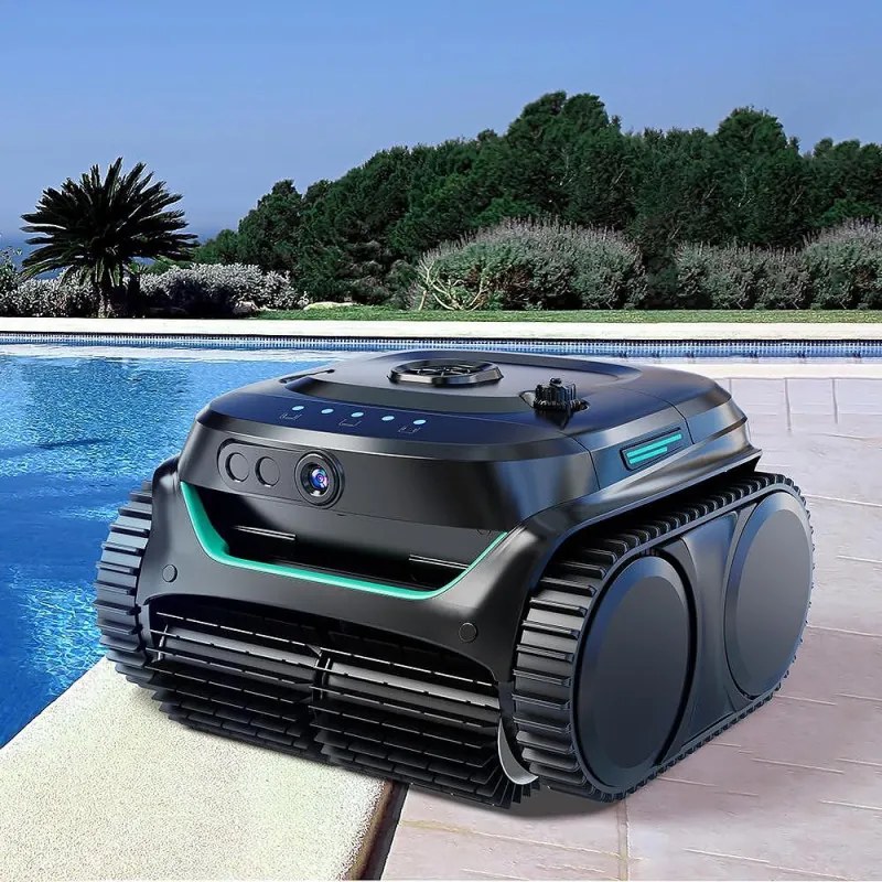 Robot fara fir pentru piscine Wybot C2 Pro Vision, 65 W, 180 min, 200 m², Camera AI, Filtrare dubla, Functii autonome, Negru