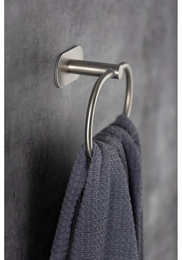 Suport pentru prosoape argintiu mat autoadeziv din oțel inoxidabil Orea – Wenko