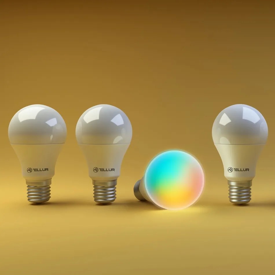 Bec Tellur WiFi Smart RGB E27 10 W, albă caldă