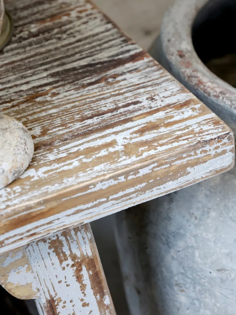 Consola din lemn de pin, gri, cu 2 rafturi, aspect antichizat, Marseille