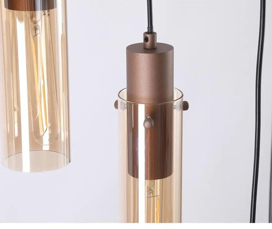 Lustra moderna cu 8 pendule Sweden II moca, chihlimbar