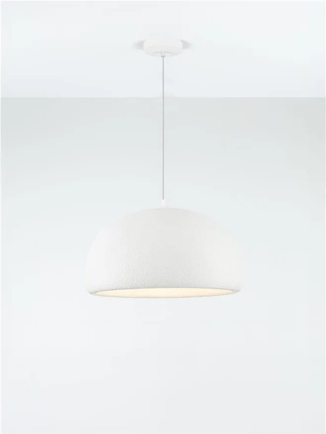 Lustra suspendata cu textura granulata Davo 43cm, alb piatra