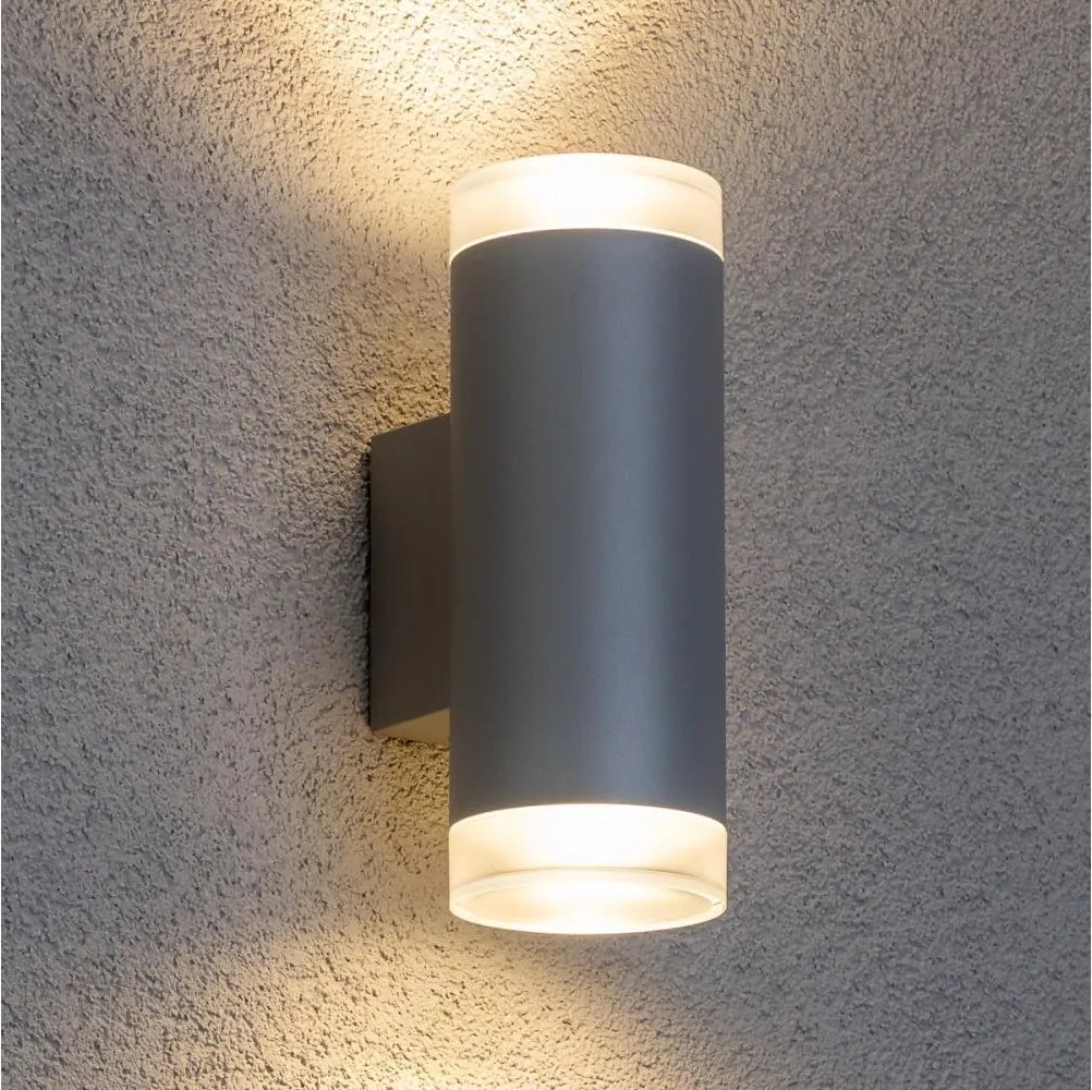 Brilagi - Aplica de perete LED RGBW pentru exterior MATERA 2xGU10/4,8W/230V gri IP54