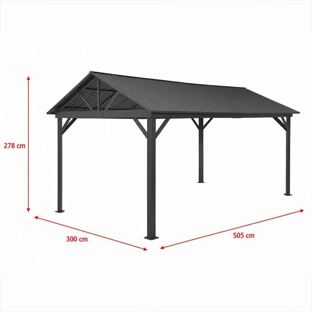 Pergolă din aluminiu AVENBERG PAVILIO 5 × 3 m – antracit