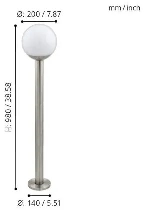 Lampă LED dimabilă de exterior Eglo 33566 NISIA-C 1xE27/9W/230V 980 mm IP44