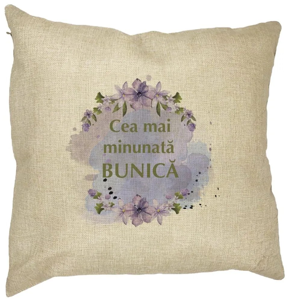 Perna Decorativa pentru Bunica 3, 40x40 cm, Husa Detasabila, Burduf