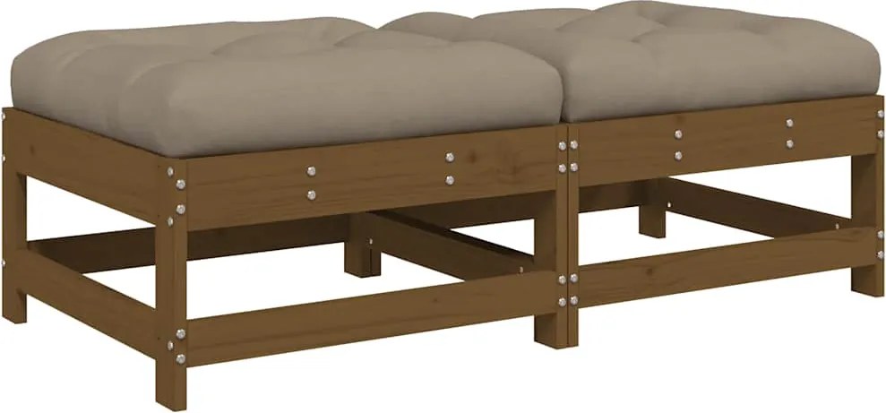 vidaXL Taburete de grădină cu perne 2 buc. maro miere lemn masiv pin