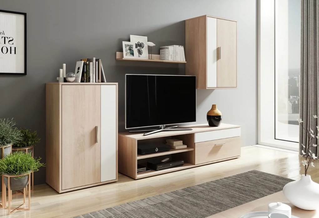 Mobilier living Beth (Stejar sonoma + Alb). 1041891