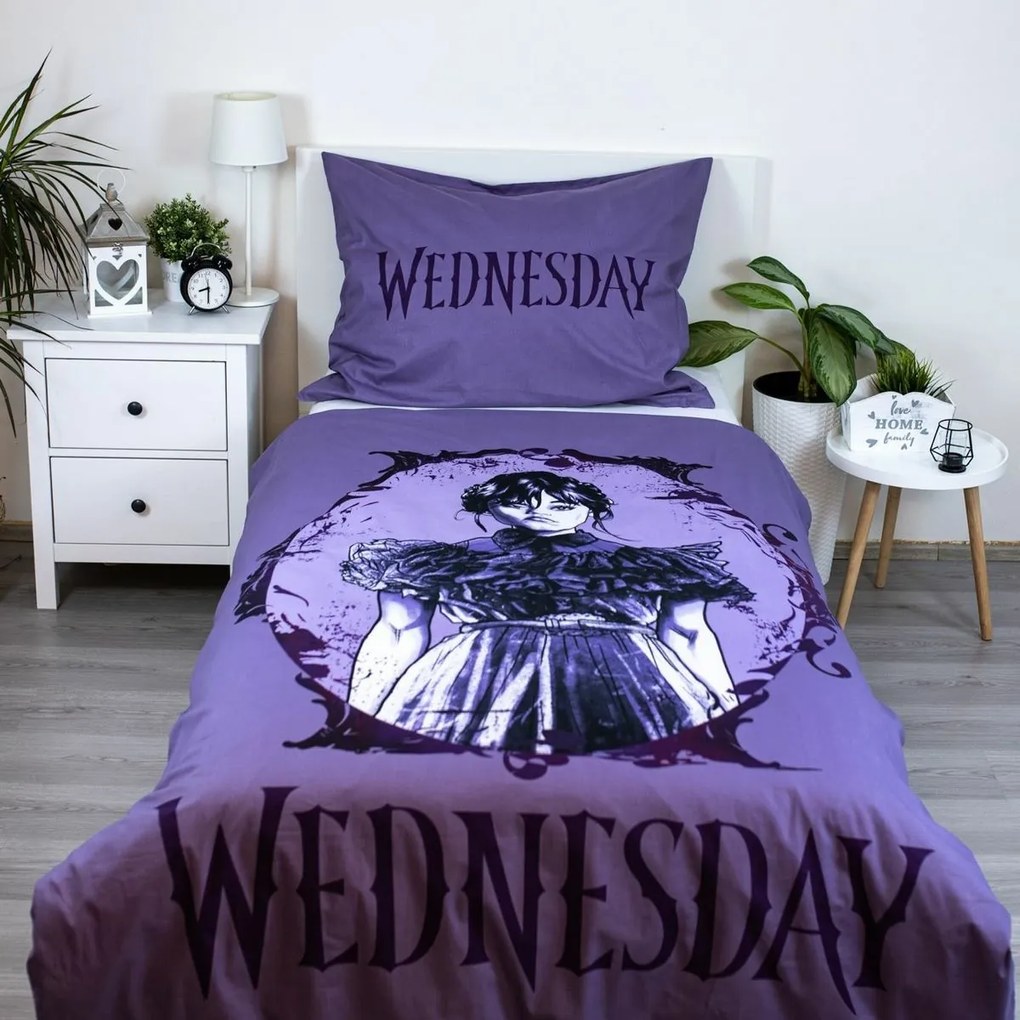 Jerry Fabrics Lenjerie de pat din bumbac WednesdayPurple, 140 x 200 cm, 70 x 90 cm