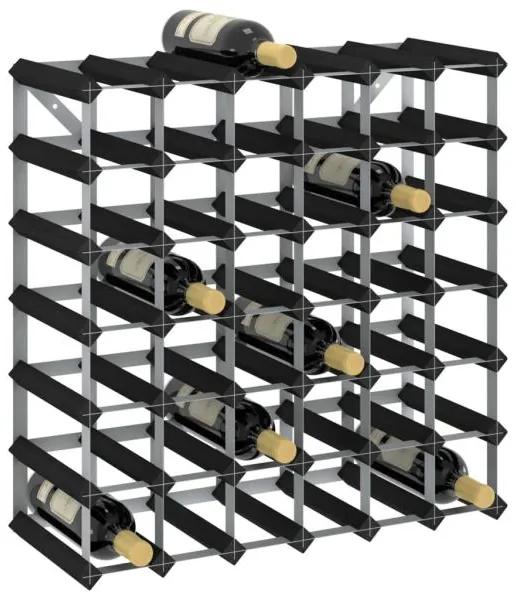 vidaXL Suport de vinuri, 42 sticle, negru, lemn masiv de pin
