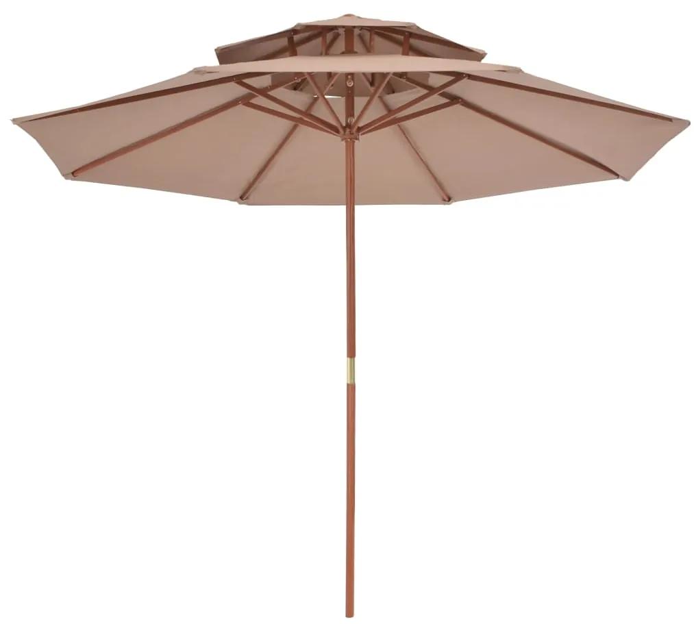 Umbrela de soare dubla, stalp din lemn, 270 cm, gri taupe Gri taupe