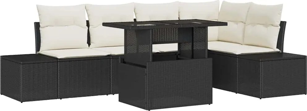 vidaXL Set de canapele pentru grădină 6 pcs Negru Rattan poli