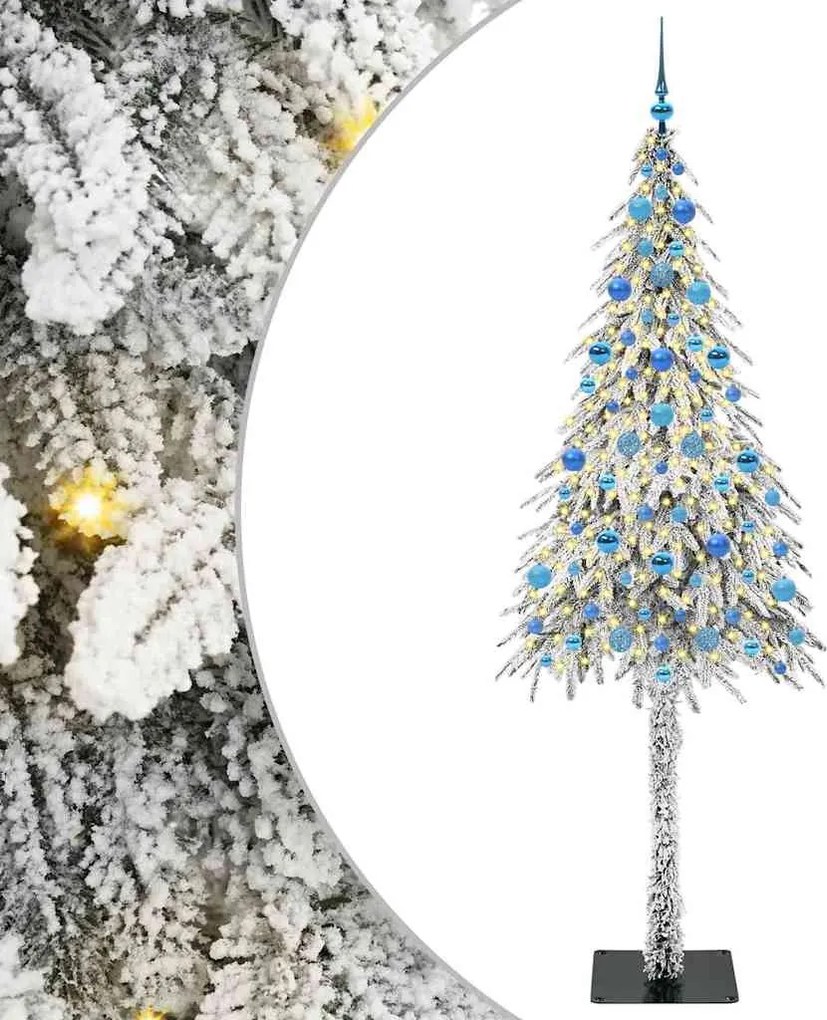 vidaXL Brad de Crăciun cu 300 LED cu suport Alb 210 cm PE și Oțel