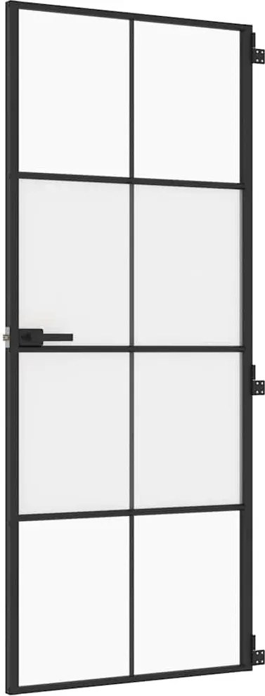 vidaXL Ușă de interior negru 83x201,5 cm sticlă securiz./aluminiu slim