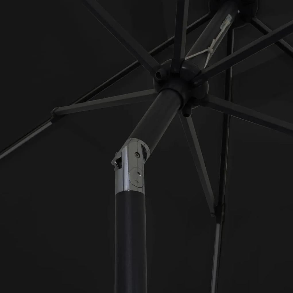 Umbrela de soare, LED-uri si stalp aluminiu, negru, 300 cm Negru