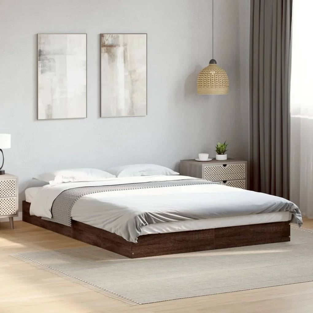 vidaXL Cadru pat fără saltea stejar maro 140x200 cm lemn prelucrat