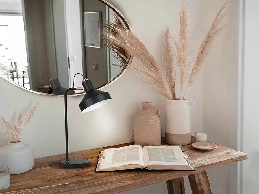 Veioza/Lampa de masa din metal design moderm Irias negru/cupru