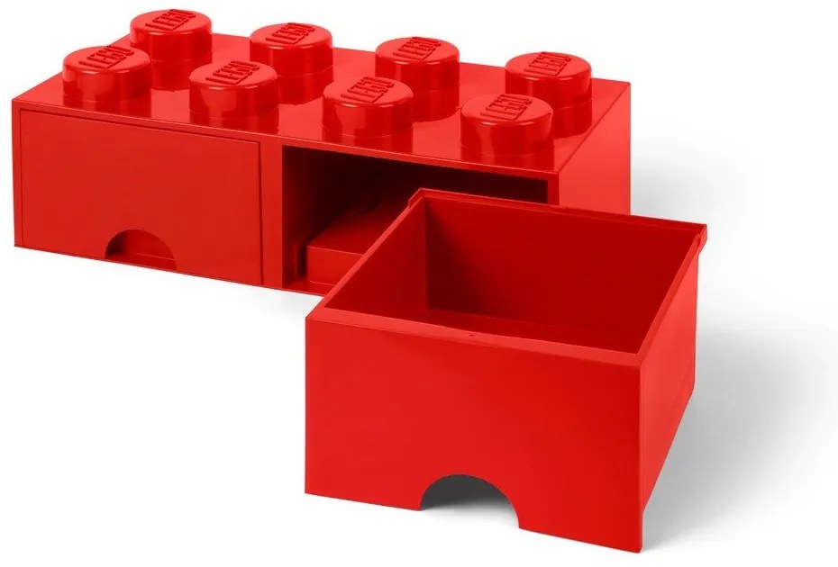 Cutie depozitare cu 2 compartimente LEGO®, roșu