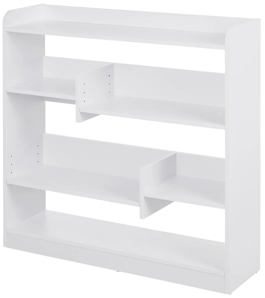 HOMCOM Bibliotecă etajeră Mobilier de Depozitare dim. 90L x 24l x 91H cm 4 Niveluri 3 Panouri din Spate Plăci din Particule Alb | Aosom Romania