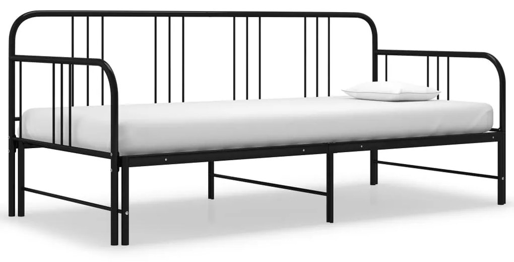 324752 vidaXL Cadru pat canapea extensibilă, negru, 90 x 200 cm, metal