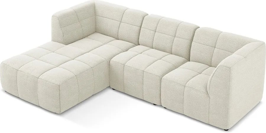 Colțar bej cu tapițerie din țesătură bouclé (cu colț pe partea stângă/cu șezlong) Aloha – Makamii