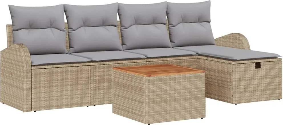 vidaXL Set de canapele pentru grădină cu pernă 6 pcs Bej Rattan poli