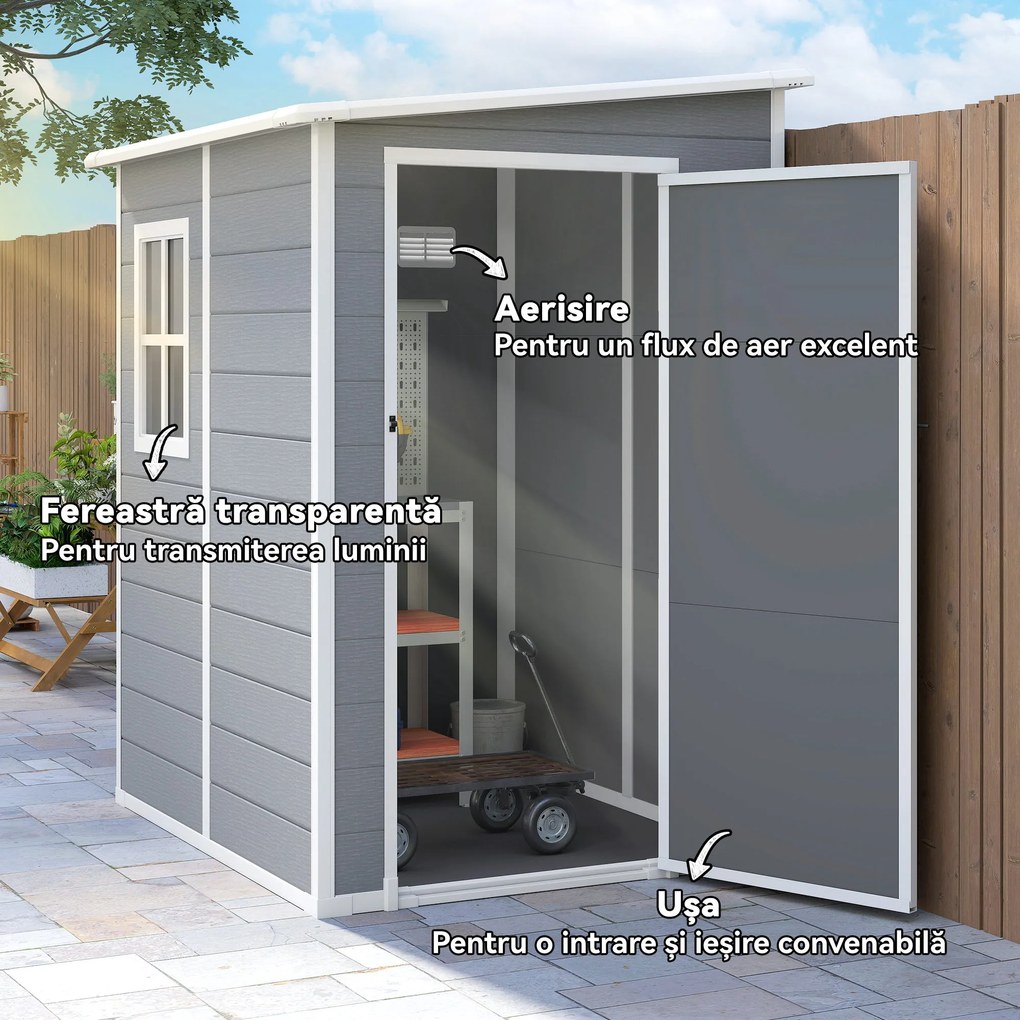Outsunny Magazie din metal pentru gradina, Gri