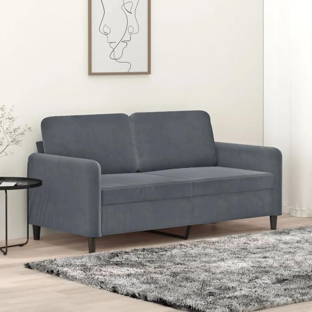 Canapea cu 2 locuri, gri inchis, 140 cm, catifea
