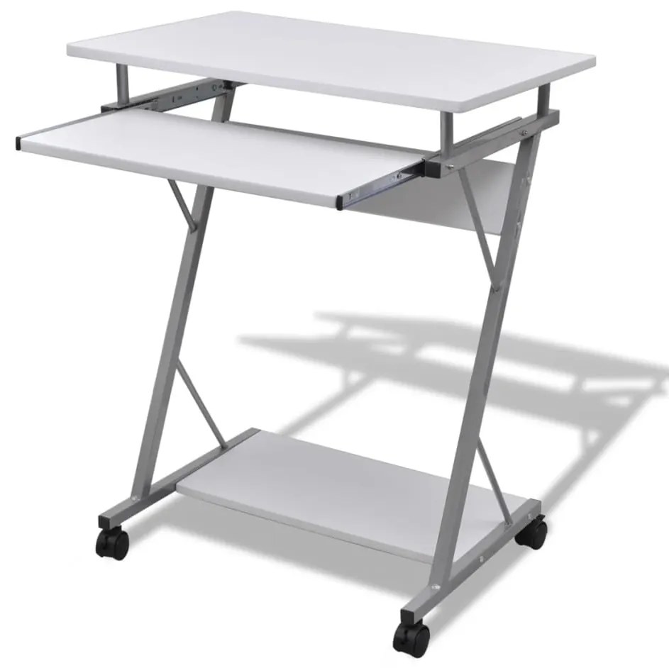 vidaXL Birou pentru studenți cu poliță glisantă, Alb