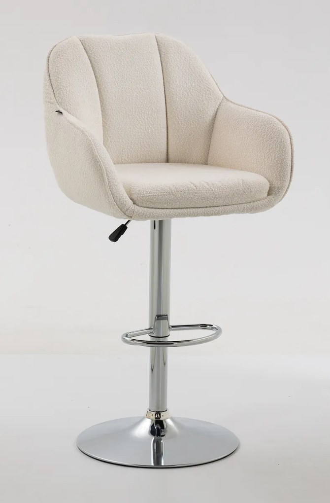 HR2055W Scaun Crem din Boucle cu Bază Cromata