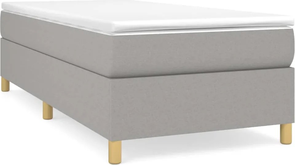 vidaXL Pat box spring cu saltea, gri deschis, 90x200 cm, textil