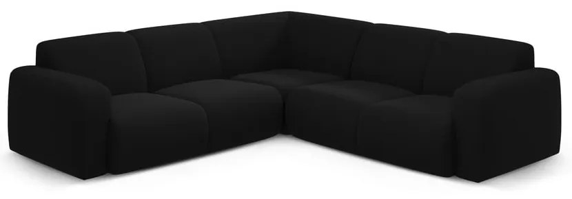 Colțar negru cu tapițerie din țesătură bouclé (cu colț variabil/în formă de ”L”) Molino – Micadoni Home