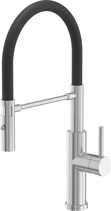 Baterie bucatarie cu pipa flexibila Quadron Unique Andy inox - negru