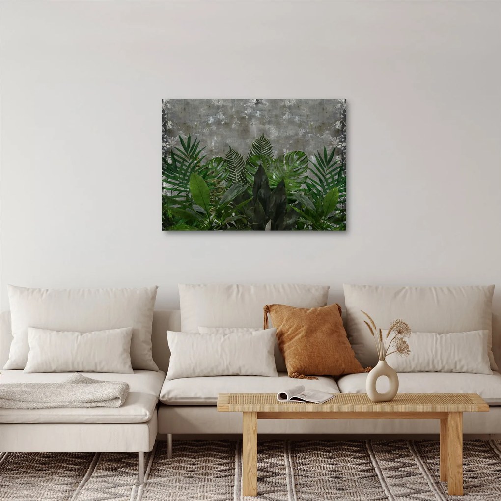 Tablou - Zid de beton cu plante (70x50 cm)