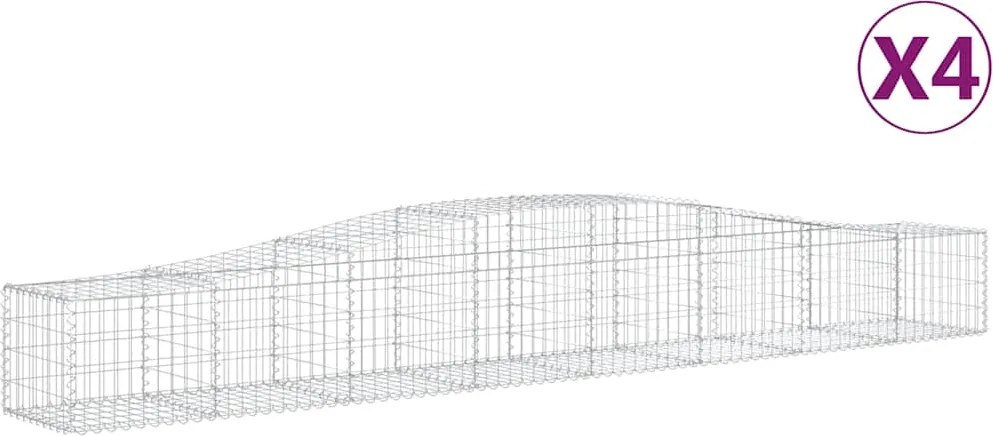 vidaXL Coșuri gabion arcuite 4 buc, 400x50x40/60 cm, fier galvanizat