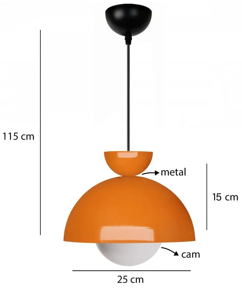 Lustră portocalie cu abajur din metal ø 25 cm Arta – Opviq lights