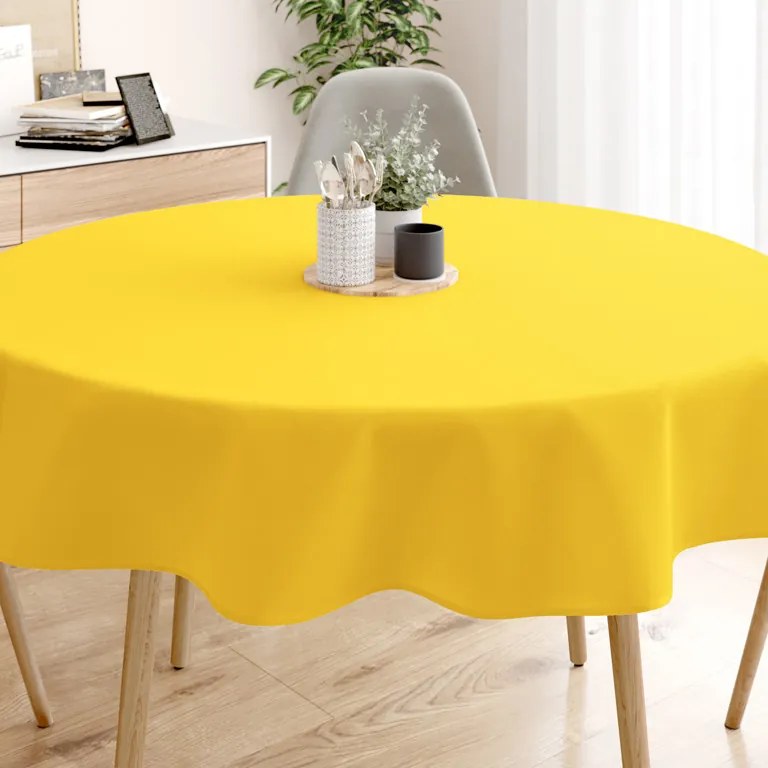 Goldea față de masă din bumbac galben - rotundă Ø 60 cm