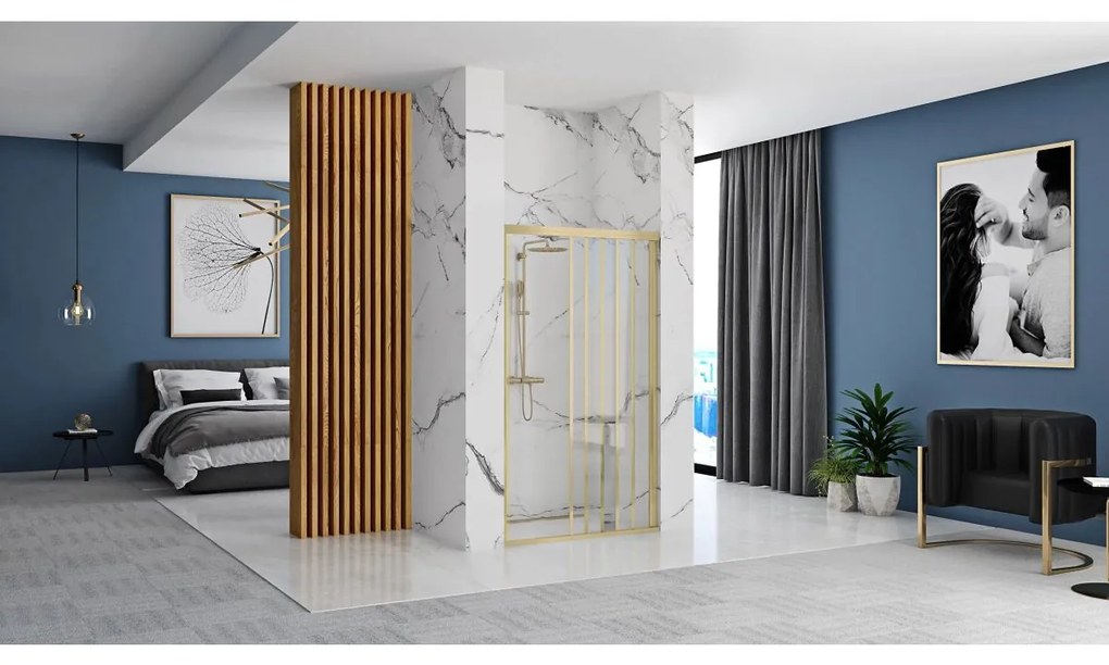 Rea Alex usi de dus 120 cm culisanta auriu periat sticla transparenta REA-K2501