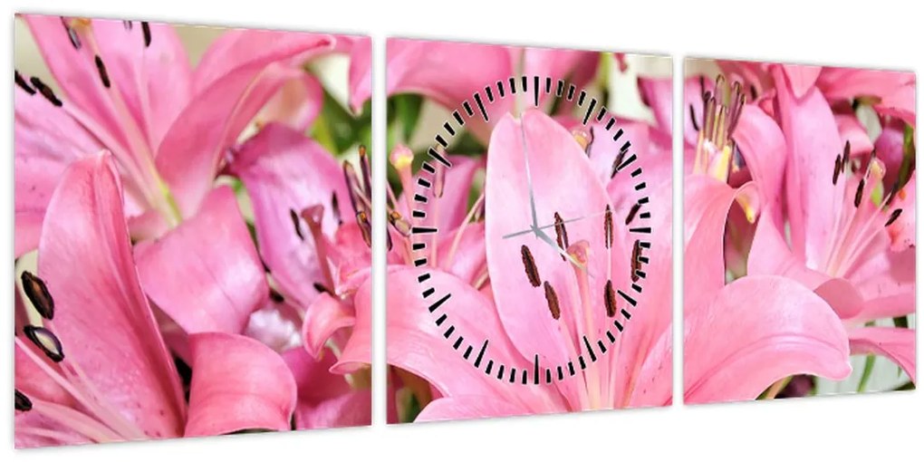 Tablou - Liliac roz (cu ceas) (90x30 cm)