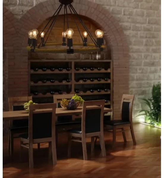 Lustră LED pe lanț ROPE ARTHUR 8xE27/6W/230V