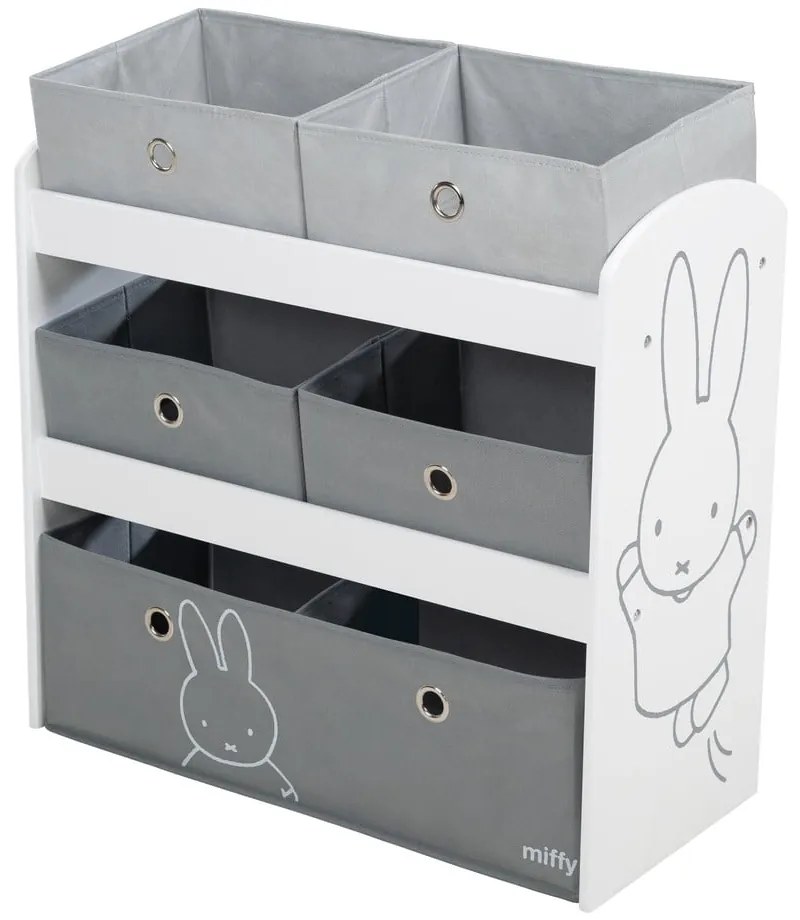 Organizator de jucării pentru copii alb/gri 63,5x29,5x60 cm Miffy – Roba