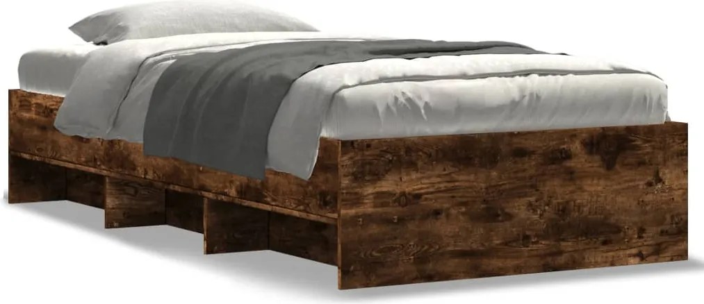 vidaXL Cadru pat fără saltea, stejar fumuriu 75x190 cm lemn prelucrat