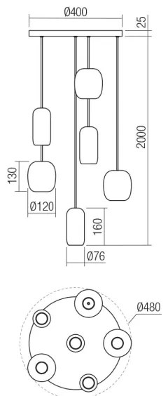 Lustră pe cablu Redo 01-3482 BOOM 6xGU10/10W/230V negru/verde/maro