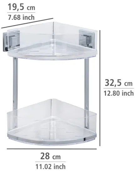 WENKO 22690100 - Raft de colț VACUUM-LOC QUADRO ED, 28 x 32,5 cm, argintiu/crom lucios