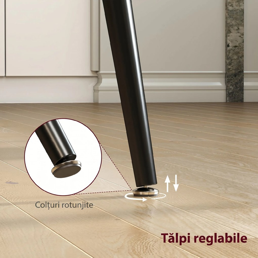 HOMCOM Masă Extensibilă pentru Sufragerie, 6-8 Persoane, 120-160x75 cm, Blat Efect Lemn, Picioare din Oțel | Aosom Romania
