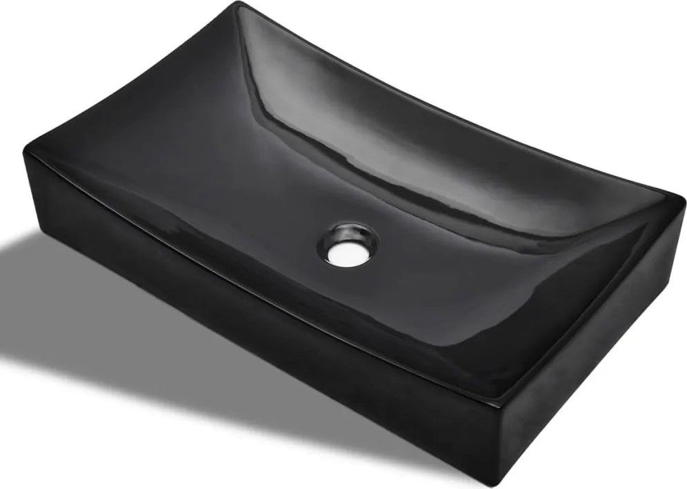 vidaXL Chiuveta ceramică pentru baie, dreptunghiulară, negru
