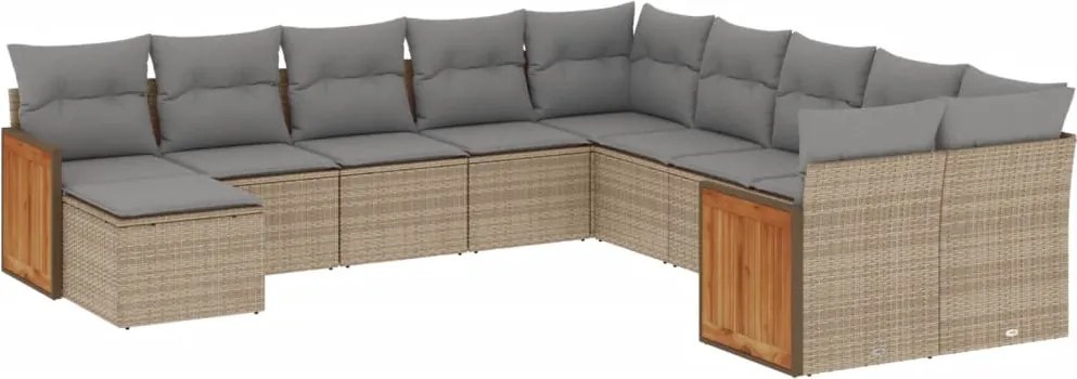 vidaXL Set canapele de grădină cu perne, 11 piese, bej, poliratan