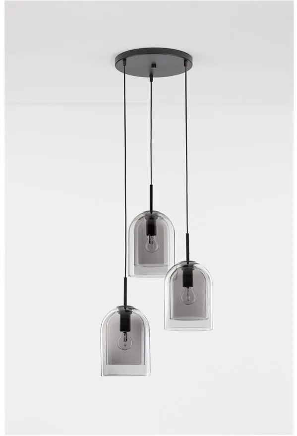 Lustra cu 3 pendule modern Velor fumuriu