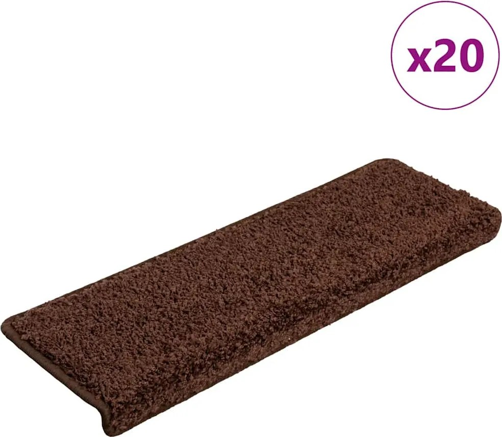 vidaXL Covorașe pentru scări, 20 buc., 65x21x4 cm, maro, cu margini dreptunghiulare